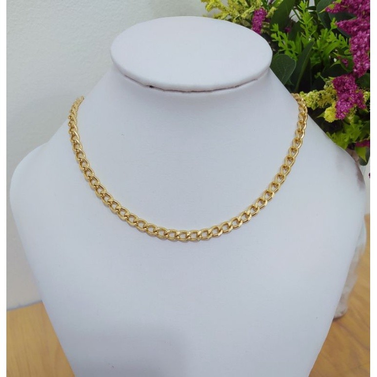 Colar Feminino Folheado, Chocker Corrente Grumet, Gargantilha Moda Atual. Banhado a ouro 18K Banho Triplo EXCLUSIVO Cord