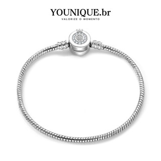 Pulseira Redonda Banhada Em Prata 925  Antialérgica Com Trava Única Pulseira Básica Simples Com Contas De Osso De Cobra em Oferta na Shopee