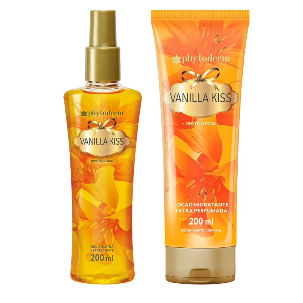 Kit Body Spray e Loção Hidratante Vanilla Kiss Phytoderm - 200ml em Oferta na Shopee