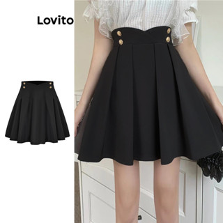 Lovito Saia Plissada Lisa Elegante Para Mulheres L80ED204