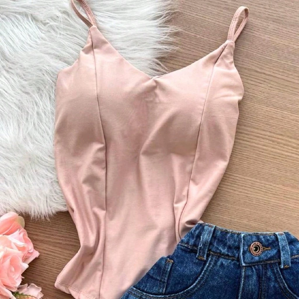 Body Feminino Alça Com Bojo Básico Verão Moda Super Envio !! — imagem 1