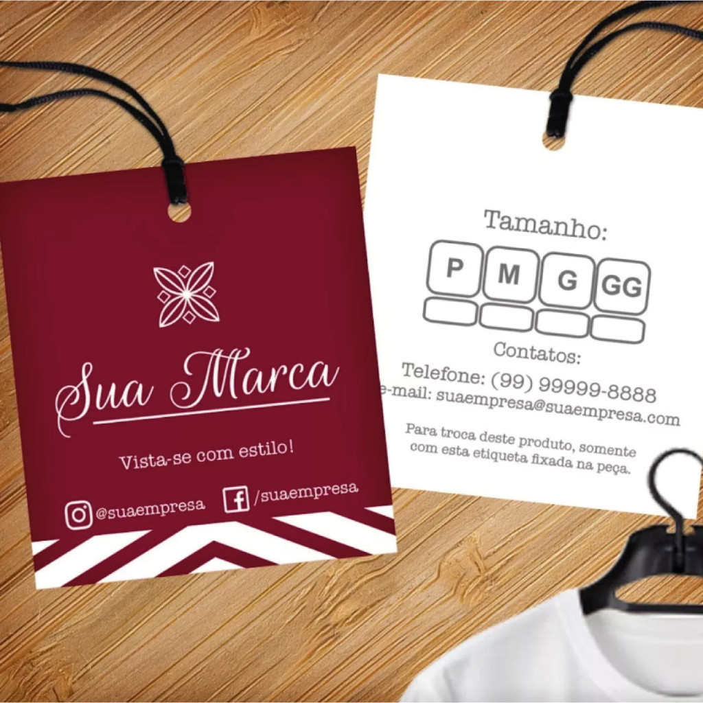 5.000 Cartelas de Roupa Personalizada Tags para Lojas Impressão frente e verso em Oferta na Shopee