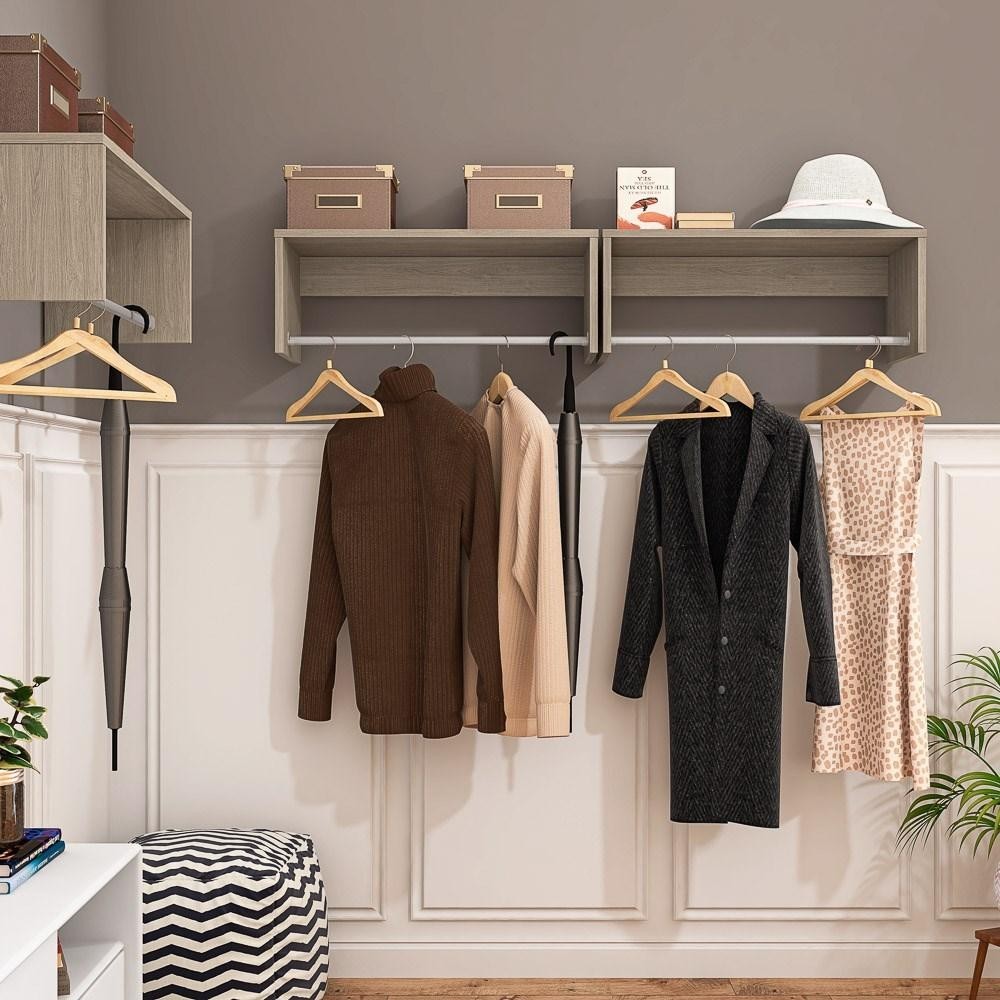 Nicho Cabideiro Suspenso Berlim Carvalho Castanho - Lumil Móveis em Oferta na Shopee