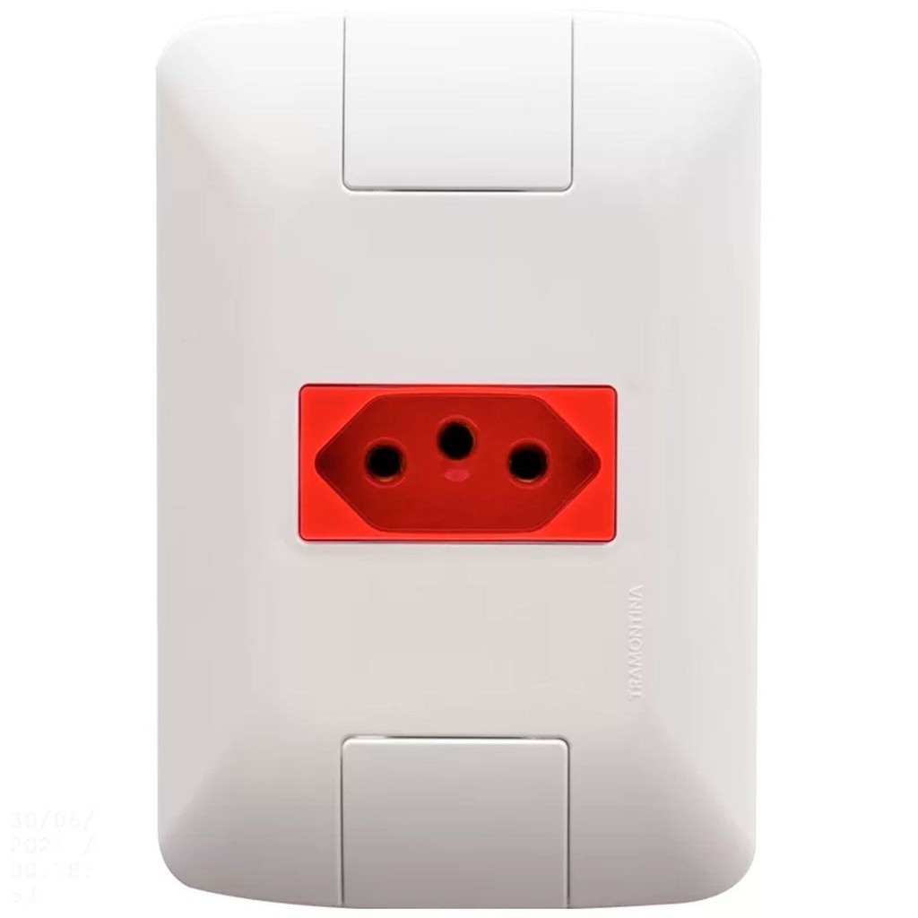 Conjunto 4X2 1 Tomada 2Pt Tramontina Aria 20 A 250V Vermelho