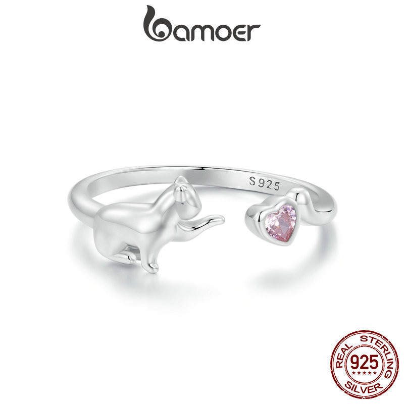 Bamoer 925 Sterling Sliver Fita Aberta Anel Gato Fofo Design Jóias De Moda Requintadas Presentes Para Mulheres em Oferta na Shopee