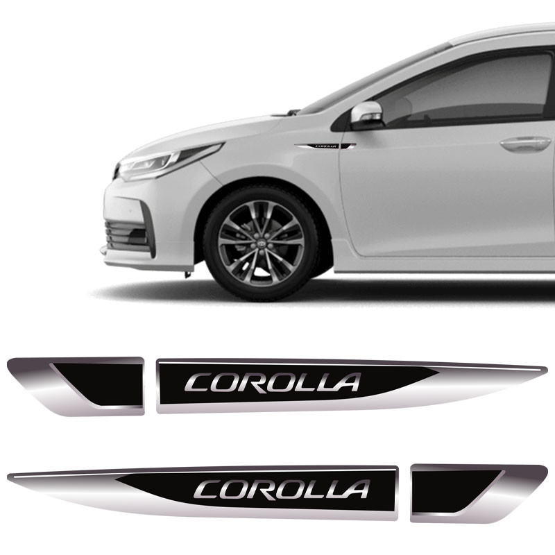 Par De Aplique Lateral Corolla 2015, 2016, 2017, 2018 e 2019 Emblema Resinado Genérico