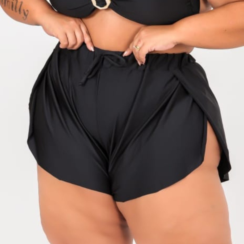 Shorts de Saída de Praia, Piscina, Viagens e Dormir - Plus Size- Abertura lateral - Conforto e Estilo até o Tamanho 56