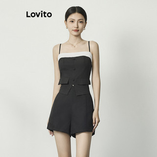 Lovito Regata Feminina De Patchwork Com Botão Frontal Colorblock L77ED223