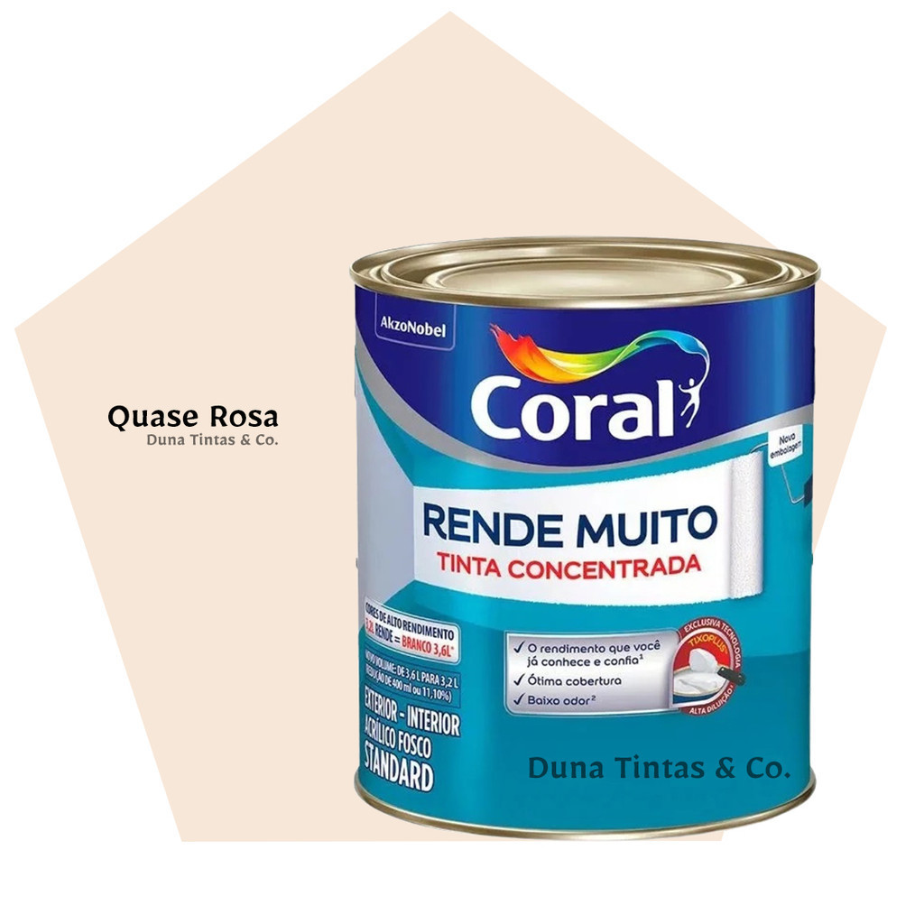 Tinta Coral Rende Muito Paredes e Tetos Quase Rosa 800ml