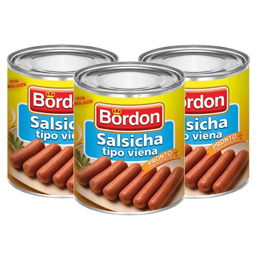 3 Salsicha Bordon Tipo Viena Lata 180g Liquido 300g