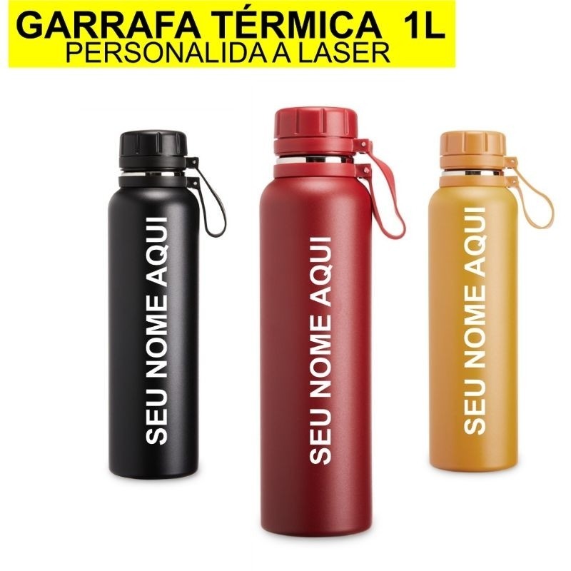 Garrafa Térmica 1litro Personalizada C/ Nomes Logos e símbolos