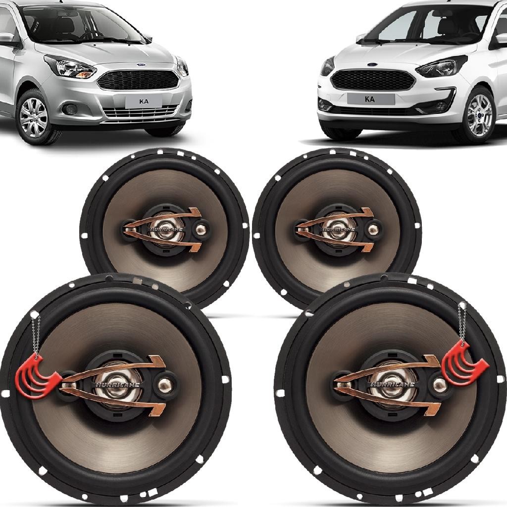 Kit Alto Falantes Dianteiros e Traseiros Ford Ka Hatch Sedan 2014 até 2021 - Hurricane Platino 640w