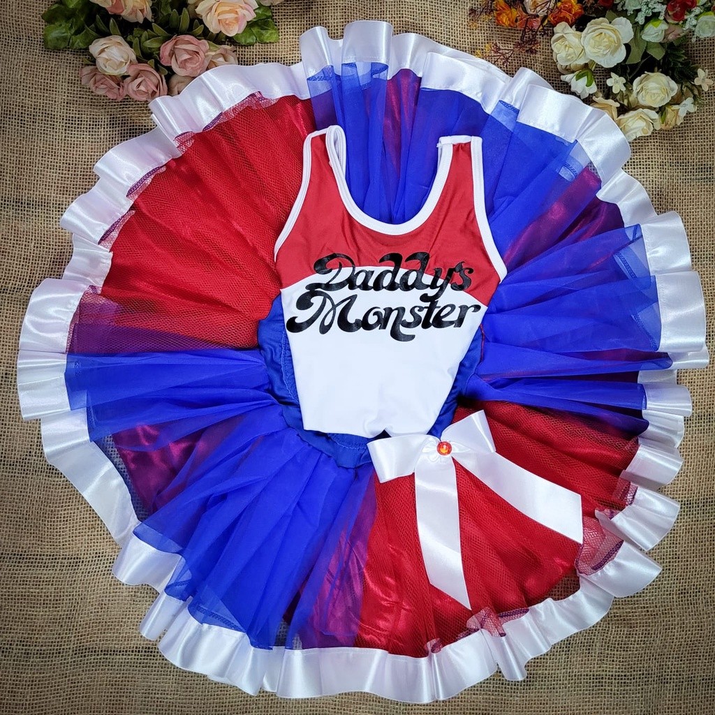 Conjunto Body e Saia Adulto Fantasia de Carnaval Arlequin Arlequina