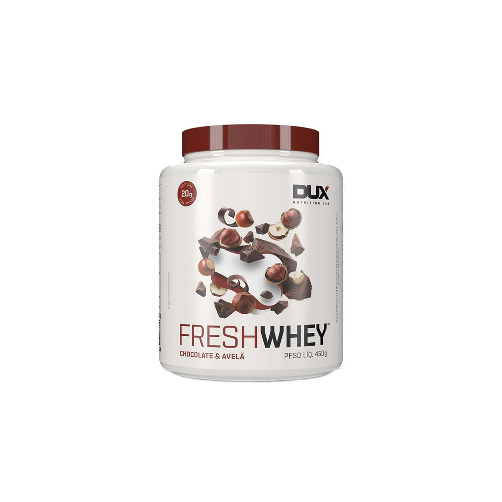 Fresh Whey 3w Conc. Isolado Hidrolisado Chocolate belga e Avela 450g - Dux Nutrition