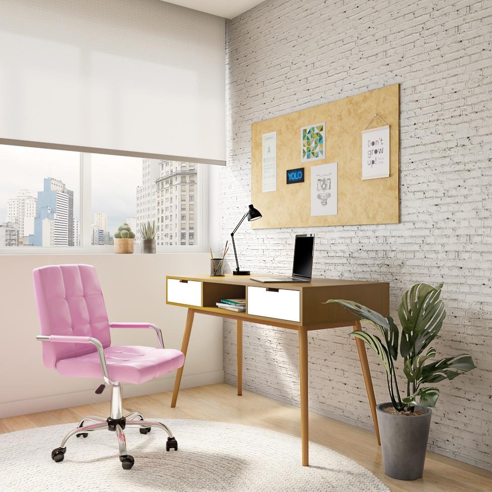 Cadeira de Escritório Secretária Giratória Madium Rosa em Oferta na Shopee