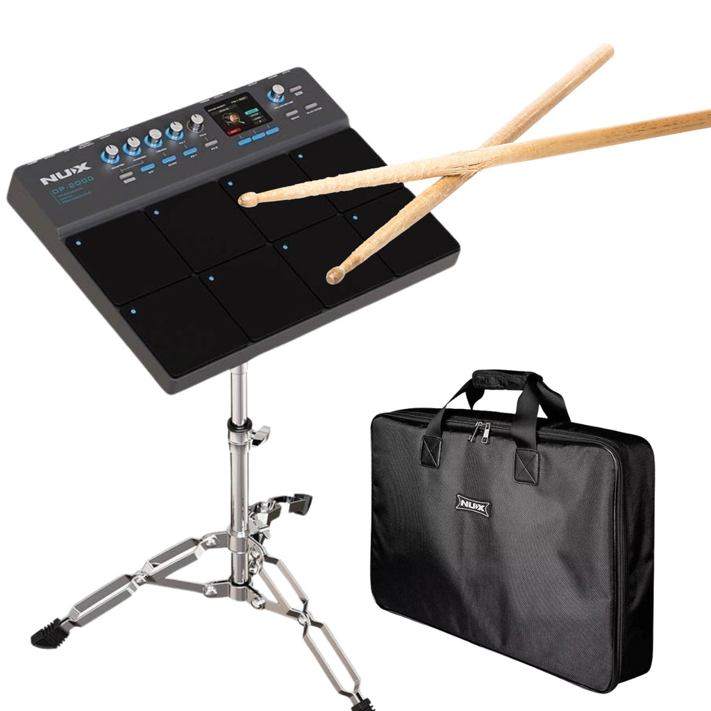 KIT Pad Percussão NUX DP-2000 c/ MIDI USB + estante de apoio