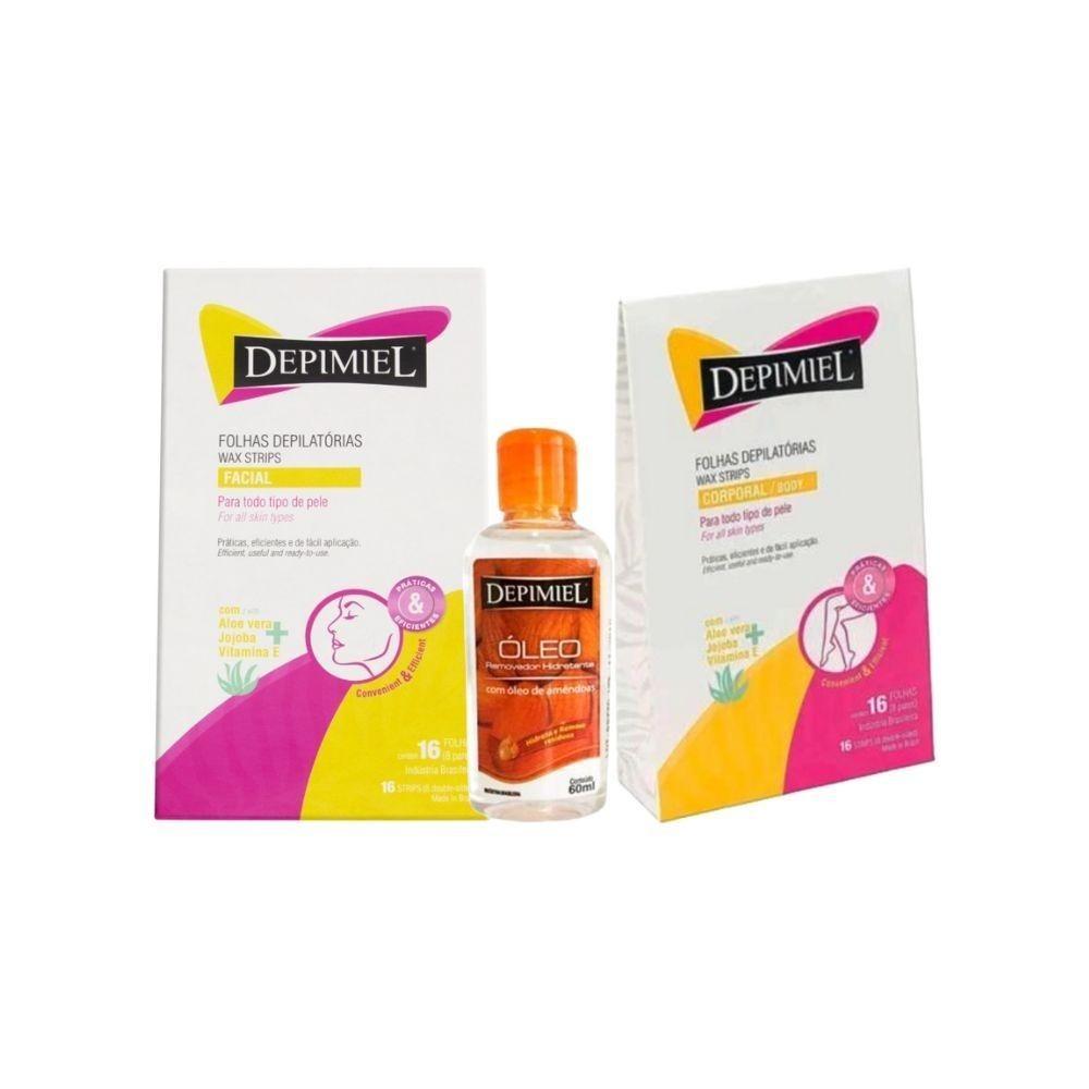 Kit Folhas depilatórias + óleo removedor Depimiel