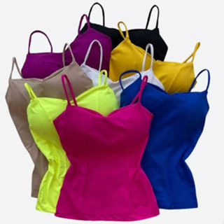 Kit 4 Blusa Alça Basica Revenda Barata Regata C/bojo Suplex Regatinha Alcinha Barata