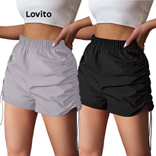 Lovito Shorts Esportivos Esportivos Com Cordão Simples Para Mulheres LNL43179