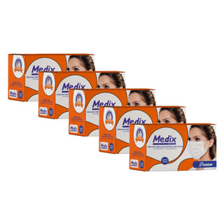 Kit Com 5 Máscara Tripla Medix Descartável Branca 50 Unidades Contem Filtro
