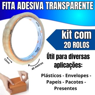 Kit 20 Rolos De Fita Adesiva Durex Fino Transparente 12x40mm em Oferta na Shopee