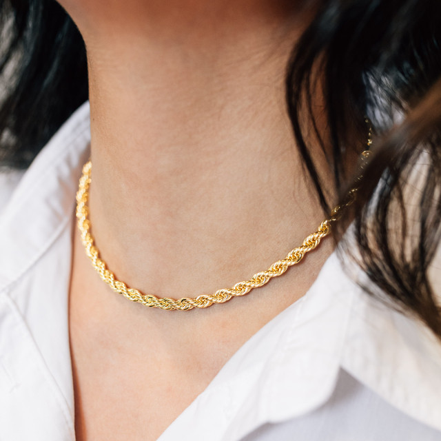 Choker Cordão Baiano Folheado a Ouro Choker Feminino Moda Banhado a ouro 18k Banho italiano Triplo EXCLUSIVO LE BIJOUX