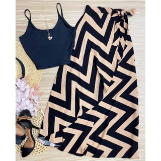 Saia Envelope Estampada Feminino Forrada Zig Zag Transpassada Poa Pareo Geometrica 2622 em Oferta na Shopee