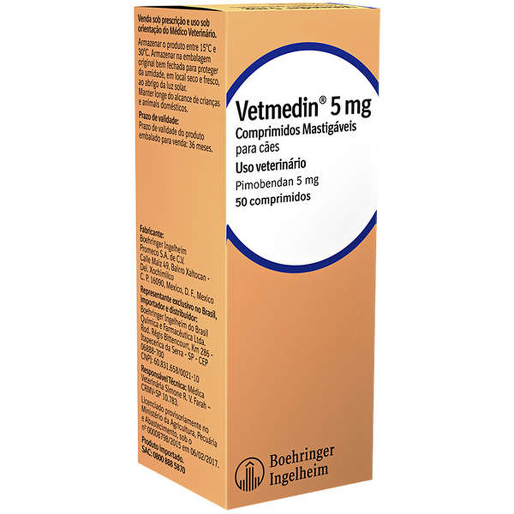 Vetmedin Boehringer Ingelheim 50 Comprimidos Mastigáveis para Cães - 5 mg em Oferta na Shopee