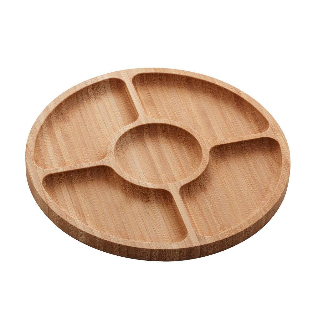 Petisqueira com 5 Divisórias Lyor Round de Bambu 25cm
