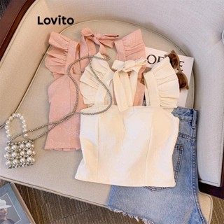 Lovito Regata Casual Com Laço Liso Para Mulheres LNE43339