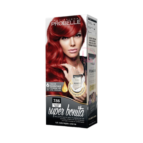 Probelle Super Bonita Coloração em Creme 7.66 Louro Médio Vermelho Intenso em Oferta na Shopee