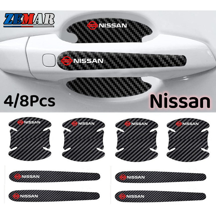 4/8pcs Nissan Autocolante De Fibra De Carbono Película Protetora Anti-Riscos Para Versa Kicks Tiida March Sentra Livina gtr em Oferta na Shopee