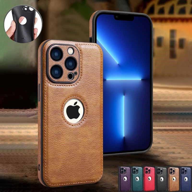 Capa De Telefone De Couro PU De Alta Qualidade Para iPhone 16 15 14 13 12 11 Pro Max 14 15 Plus XR X 8 7 Marrom Negócio