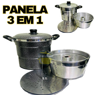 Panela Multiuso 3 em 1 Cuscuzeira  Pudim Legumes No Banho Maria e Caçarola em Oferta na Shopee