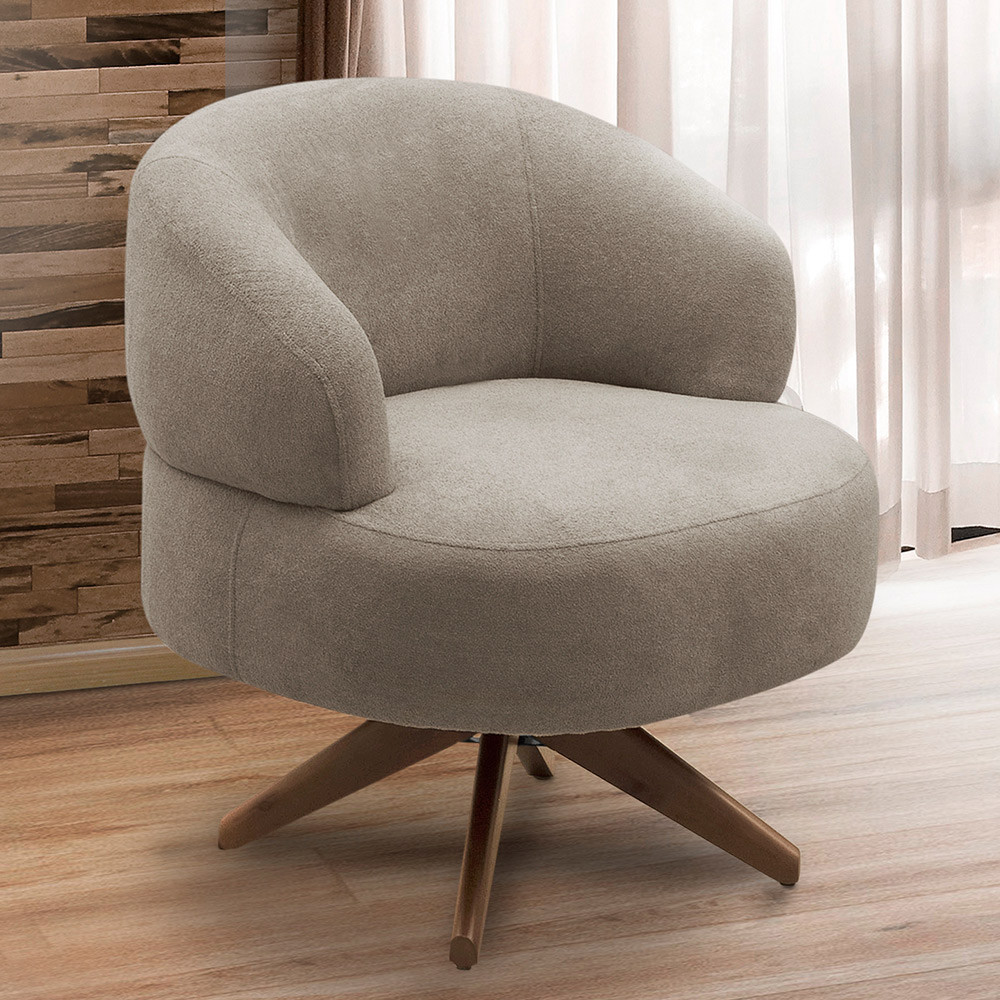 Poltrona Decorativa Giratória Sala de Estar Living Seven F04 Bouclê Castor - Lyam Decor em Oferta na Shopee