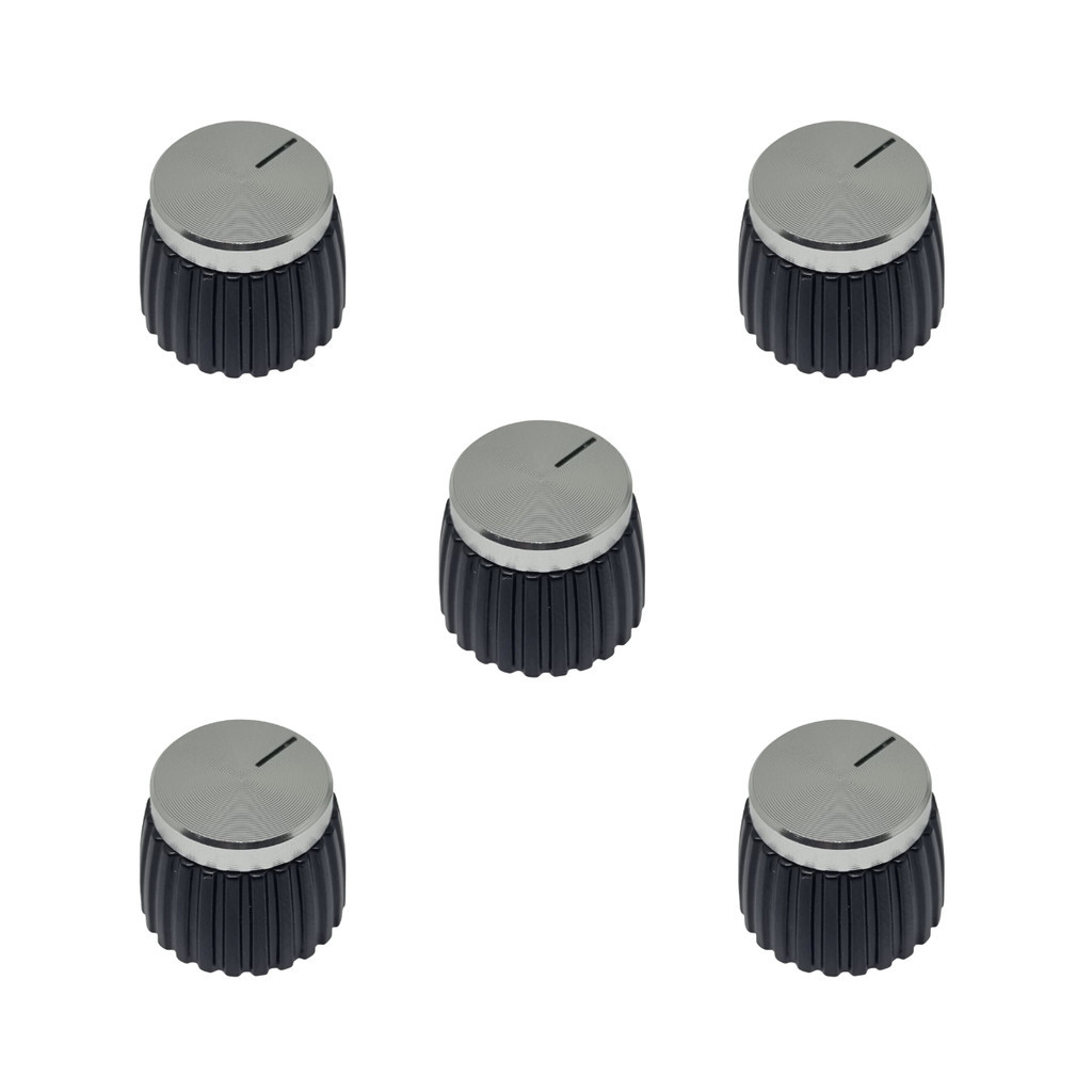 Kit 5 Knob Amplificador Estilo Marshall Prateado Silver