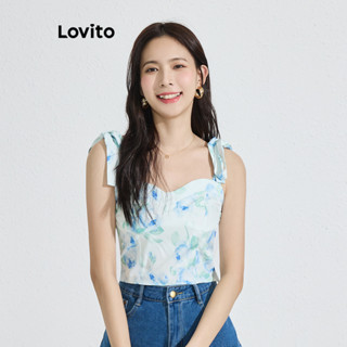 Lovito Regata Casual Ditsy Floral Com Renda Para Mulheres L77ED064