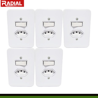 Kit 5un Tomada 10A Com Interruptor Apagador Simples Radial em Oferta na Shopee