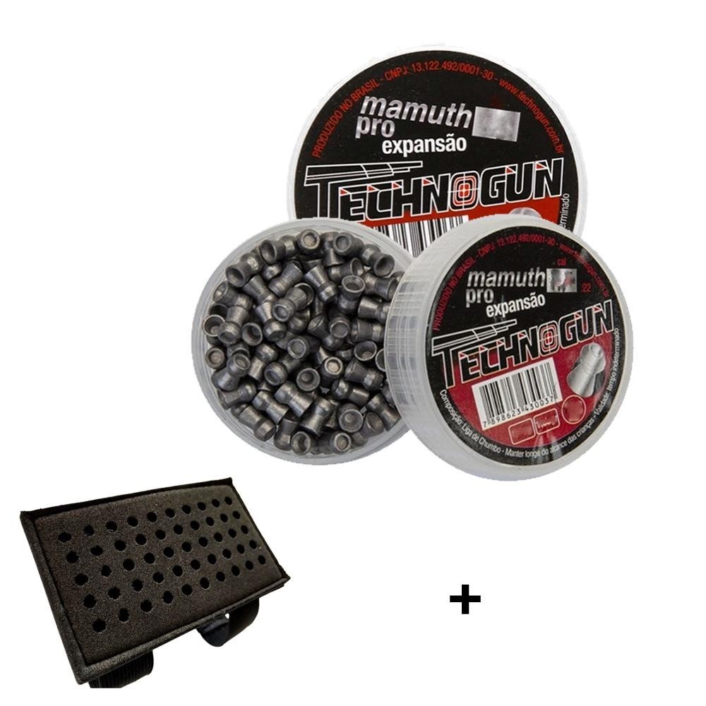 2 Latas de Chumbinho Mamuth PRO 5.5mm 250 Unidades - Technogun + Porta Chumbo - Sports & Outdoors