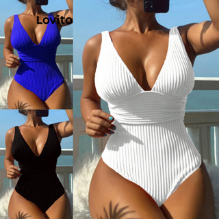 Lovito Roupa De Praia Sexy De Textura Simples Para Mulheres LNL47119
