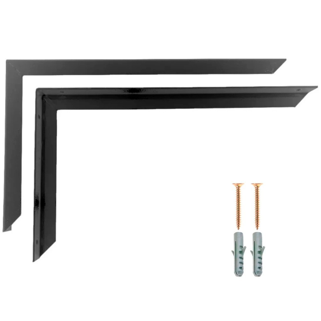 12 Suporte Mão Francesa Cantoneira Prateleira 40cm Preto