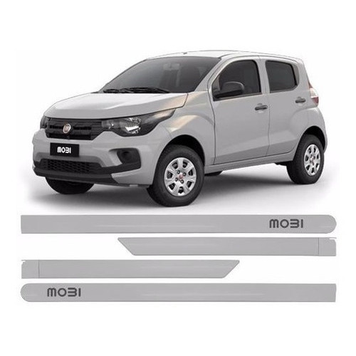 Friso Lateral Fiat Mobi 2017 Prata Bari + Calha De Chuva