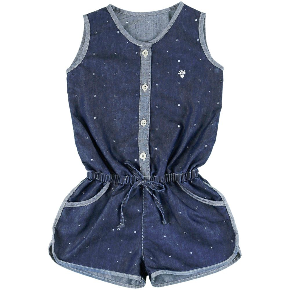 Macacão Infantil Look Jeans Curto Jeans