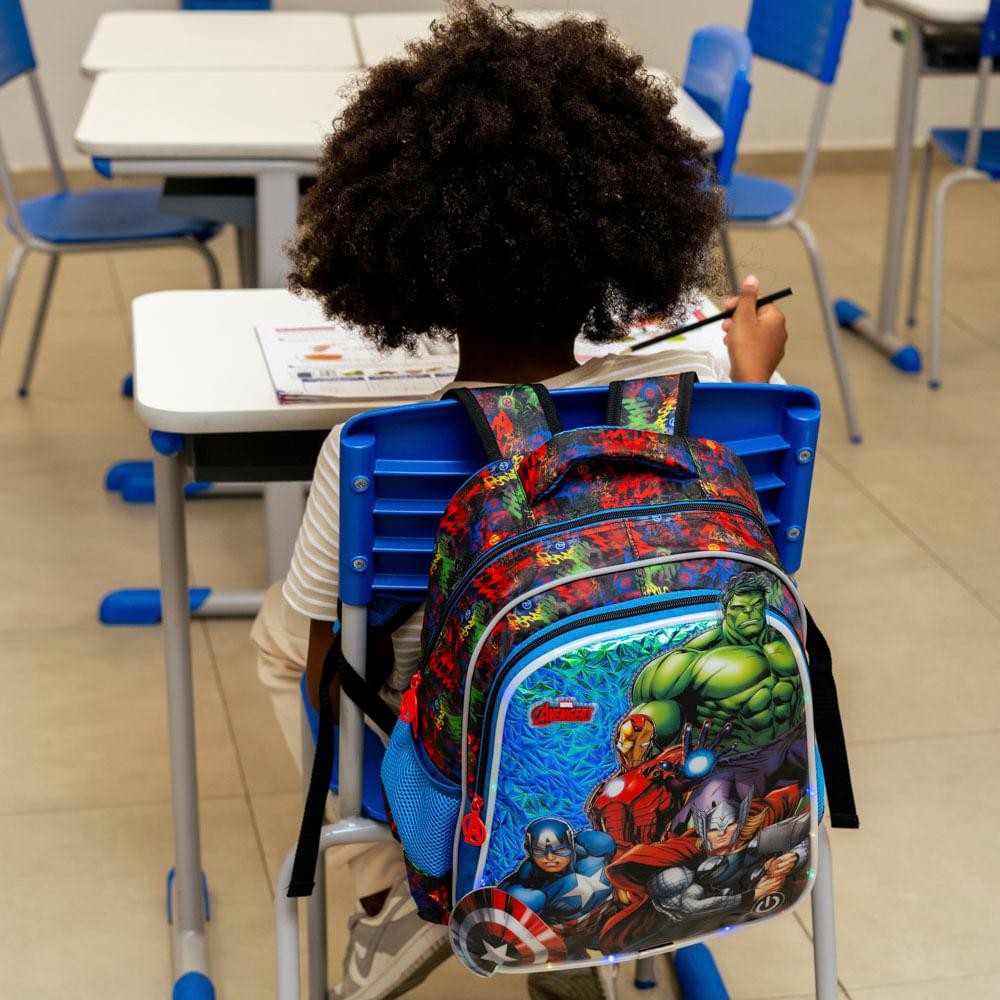 Mochila Escolar Masculina Infantil Vingadores Preta — imagem 2 de 2
