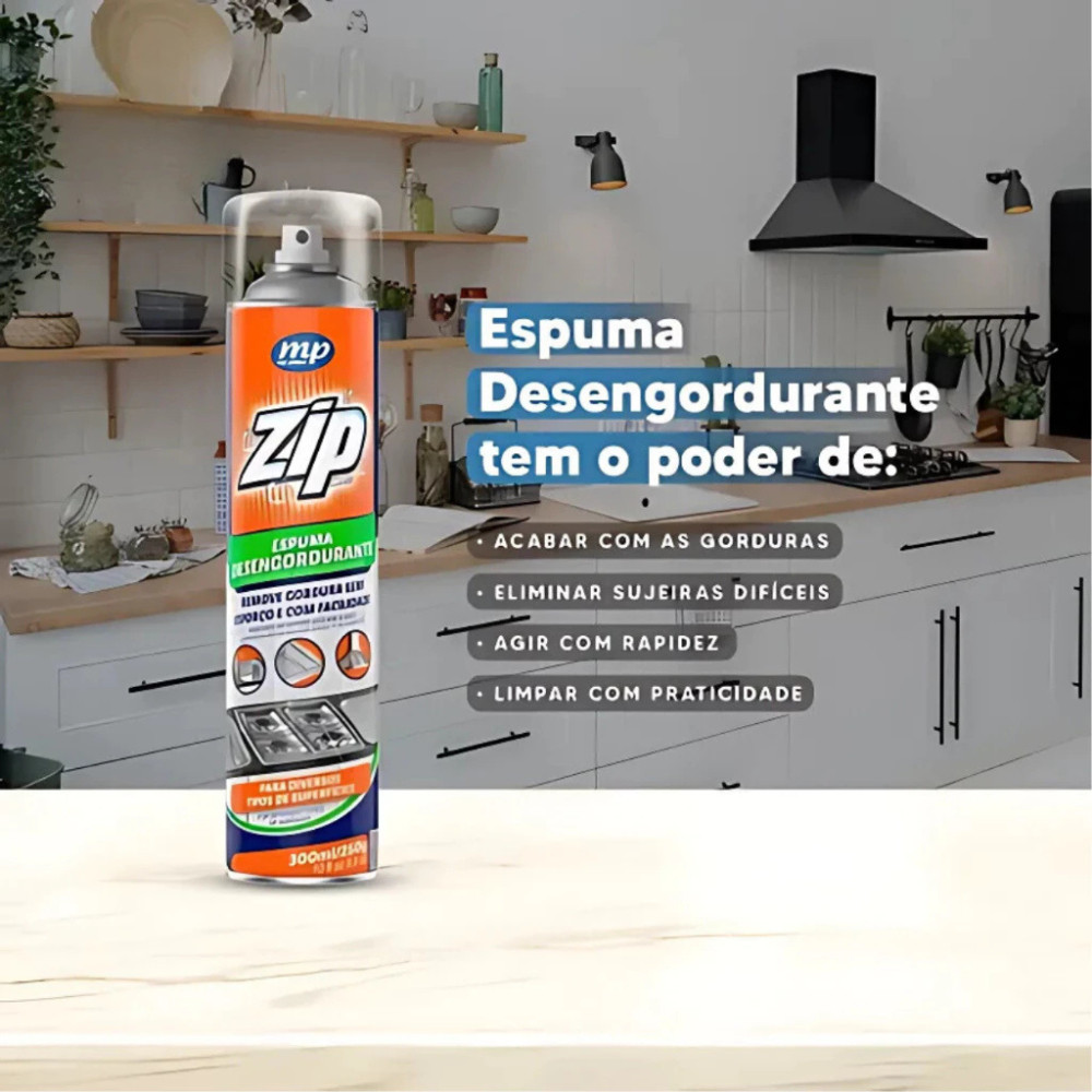 ESPUMA DESENGORDURANTE SPRAY ZIP 300ML- 01 -02-03 E KIT COM 04