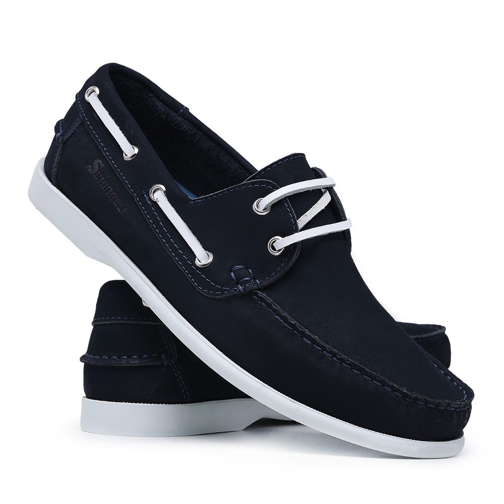 Mocassim Masculino Dockside Viena Azul Marinho Conforto Drive Couro Legítimo Solado Borracha 606