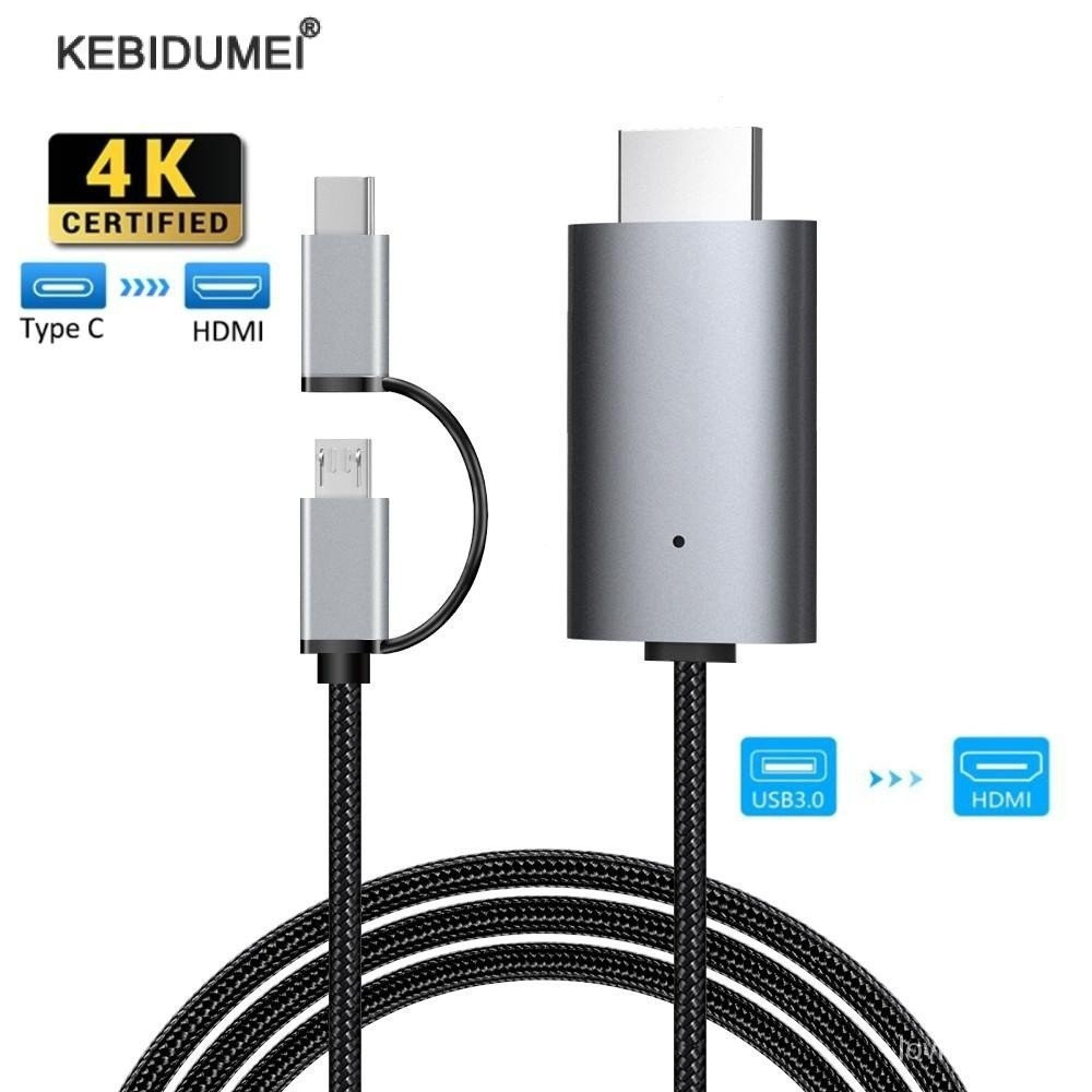 Cabo HDMI LD39 para Celular Adaptador HDMI USB C 4k 2 em 1 compatível com dispositivos Android