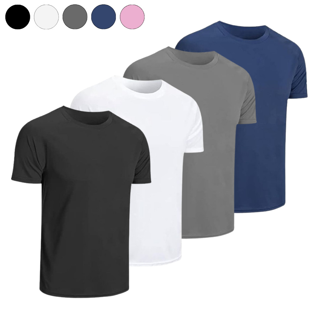 Kit 4 Camisetas Dry Fit Masculina Lisa Casual Treino Academia Esportes Exercícios Corrida