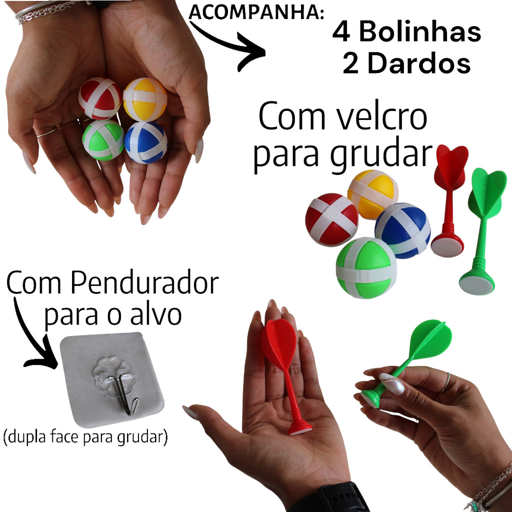 Lança Dardos Jogo Infantil Bolinhas De Velcro Tiro Ao Alvo Brinquedo Divertido
