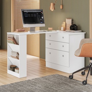 Cômoda 3 Gavetas com Mesa Giratória - Qmovi em Oferta na Shopee